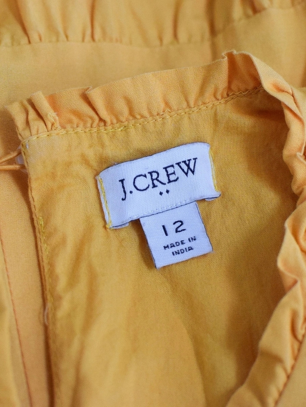 J Crew Tiered Midi Dress Saffron Orange Pockets Cotton Size 12 Boho Cottage - Picture 10 of 11